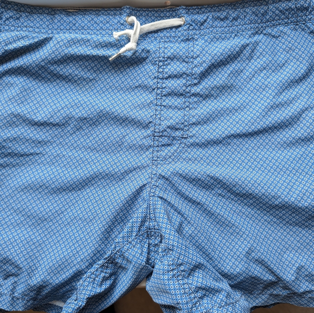 Club Monaco Light Blue Geometric Swim Trunks Size L